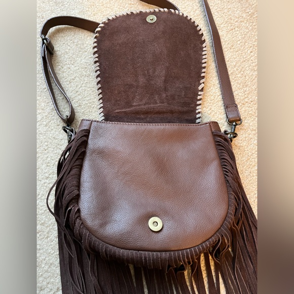 Idyllwind Brown and Cream Crossbody Bag with Fringe - Picture 3 of 9